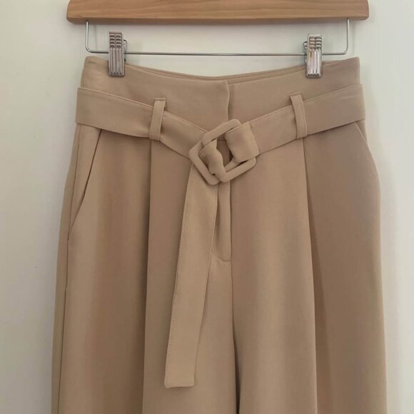 Topshop Beige Crepe Cropped Trousers - Picture 3 of 6